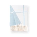 Product image - Coastal Throw Blanket, Plaid with Fringe, Baby Blue, 52"x71"