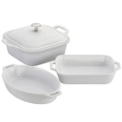 Staub Ceramic 4-pc Baking Pans Set, Casserole Dish with Lid, Brownie Pan