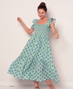 Amelia Dress Green and Blue Azalea